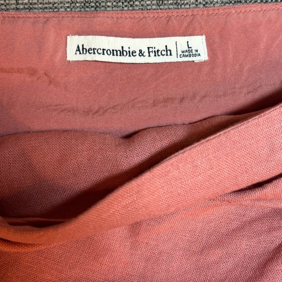 Abercrombie & Fitch Knotted Linen Coral Pink Mini Skirt Sz Large - Picture 4 of 11